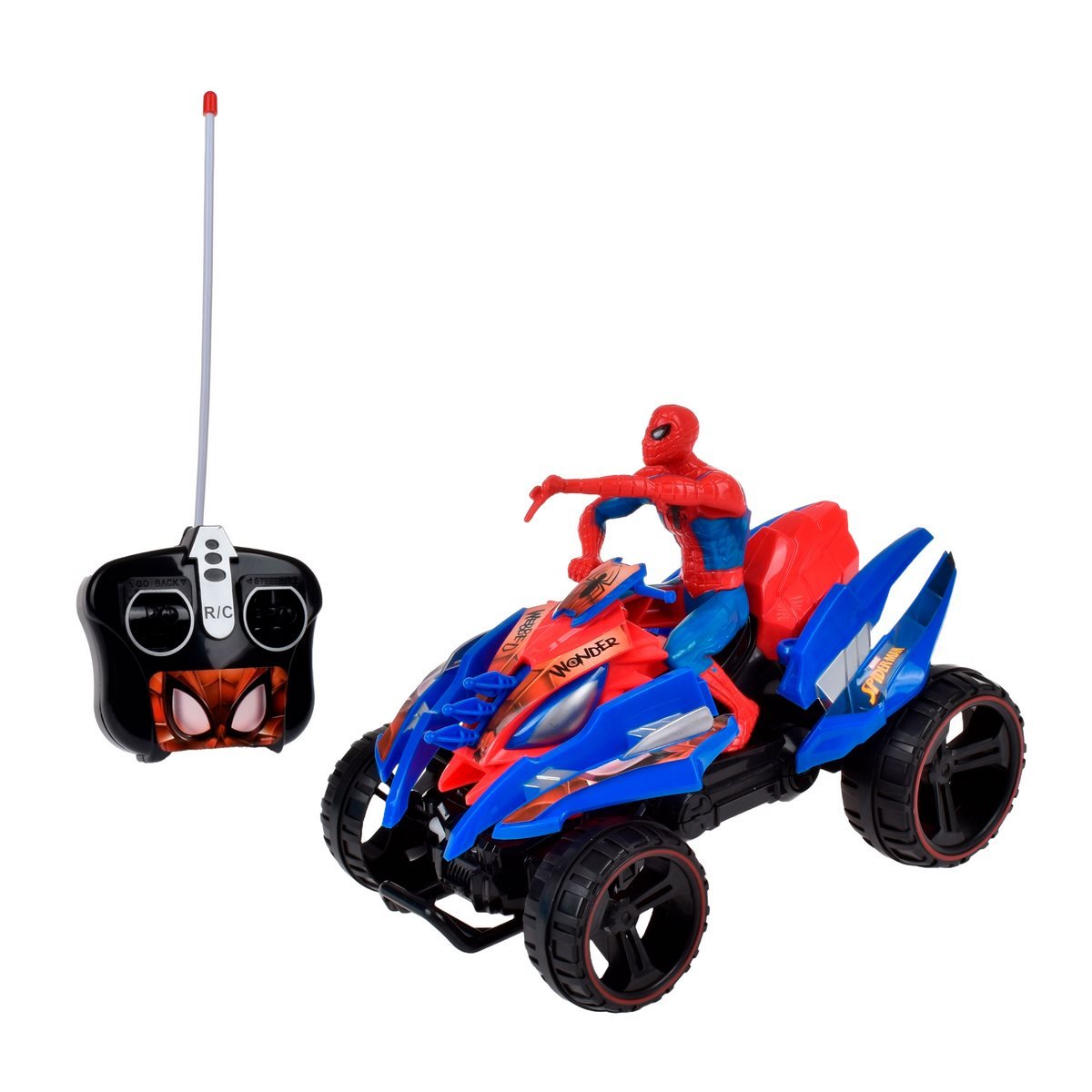 Cuatrimoto R/C Con Figura Spiderman Categoría: Sin clasificación Vehiculos Tipo producto:  Trenes de juguete y juegos de trenes
